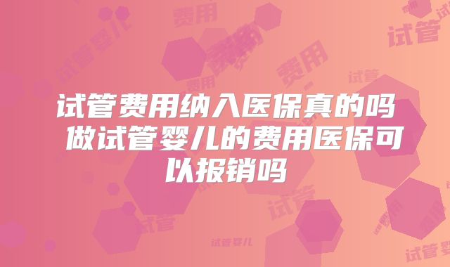 试管费用纳入医保真的吗 做试管婴儿的费用医保可以报销吗