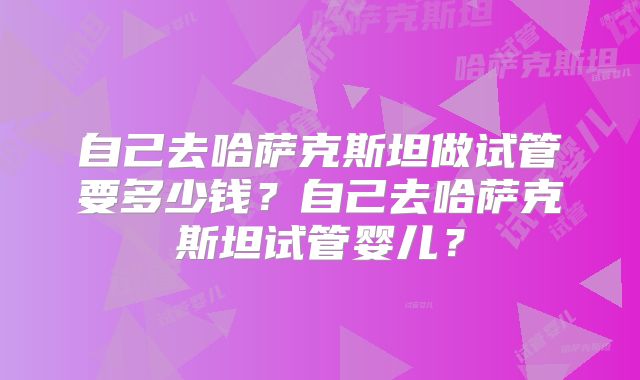 自己去哈萨克斯坦做试管要多少钱？自己去哈萨克斯坦试管婴儿？