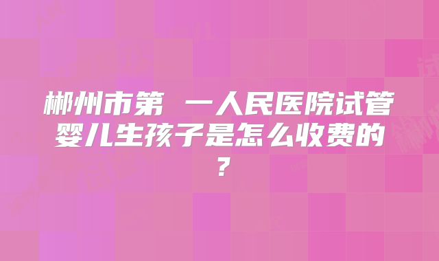 郴州市第 一人民医院试管婴儿生孩子是怎么收费的？