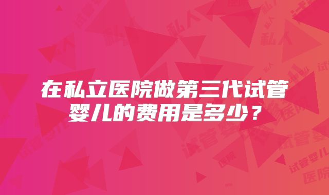 在私立医院做第三代试管婴儿的费用是多少？