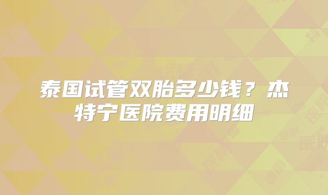 泰国试管双胎多少钱？杰特宁医院费用明细