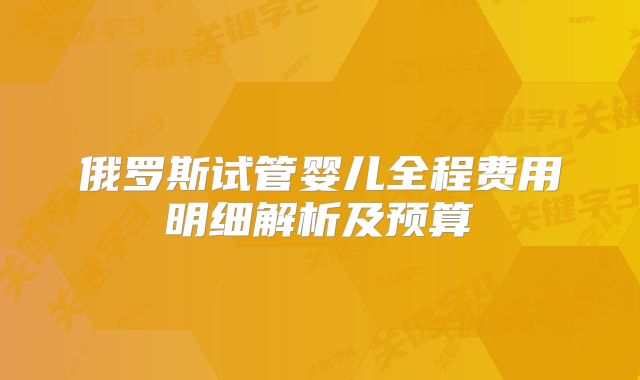 俄罗斯试管婴儿全程费用明细解析及预算