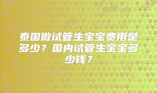 泰国做试管生宝宝费用是多少？国内试管生宝宝多少钱？