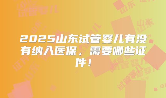 2025山东试管婴儿有没有纳入医保,需要哪些证件!