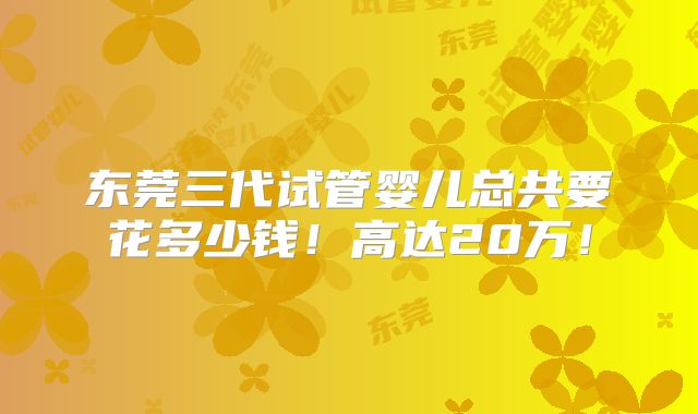 东莞三代试管婴儿总共要花多少钱!高达20万!