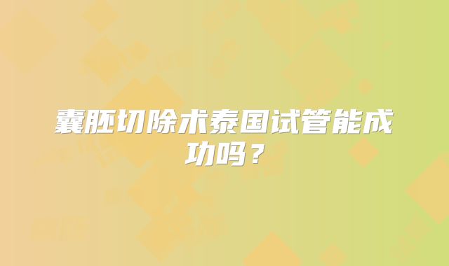 囊胚切除术泰国试管能成功吗?