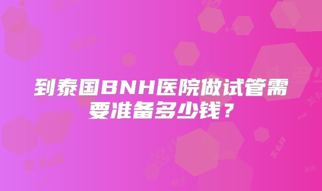 到泰国BNH医院做试管需要准备多少钱?