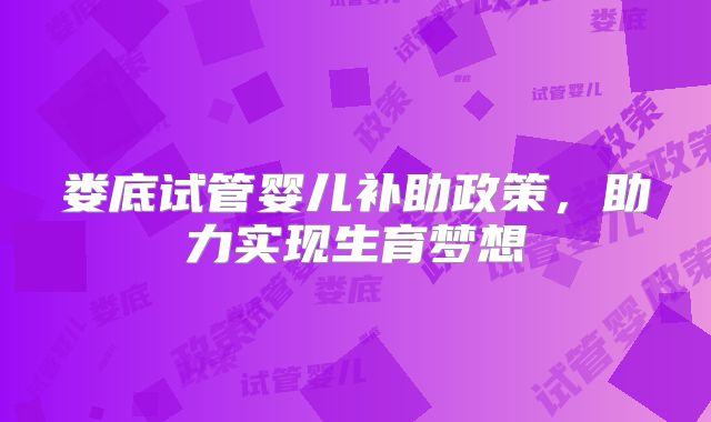 娄底试管婴儿补助政策，助力实现生育梦想