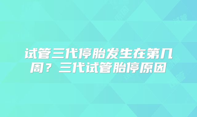 试管三代停胎发生在第几周?三代试管胎停原因