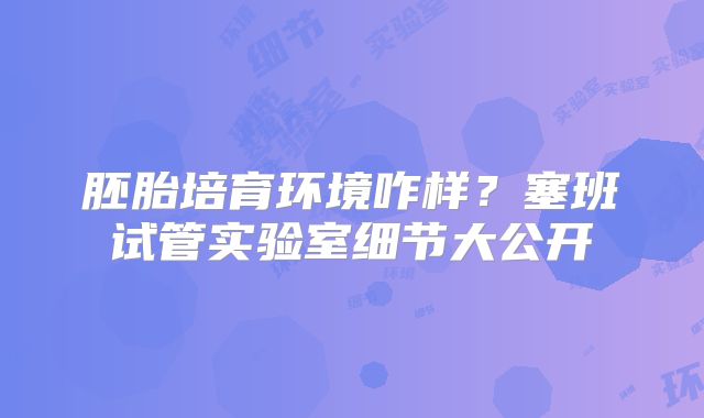 胚胎培育环境咋样？塞班试管实验室细节大公开