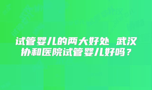 试管婴儿的两大好处 武汉协和医院试管婴儿好吗？