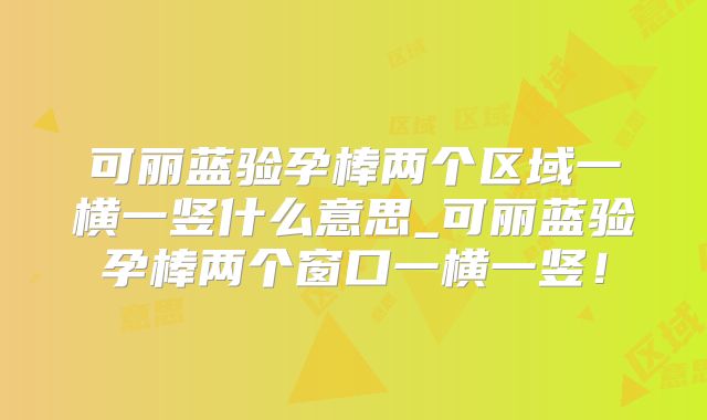 可丽蓝验孕棒两个区域一横一竖什么意思_可丽蓝验孕棒两个窗口一横一竖！