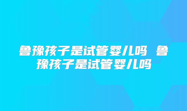 鲁豫孩子是试管婴儿吗 鲁豫孩子是试管婴儿吗