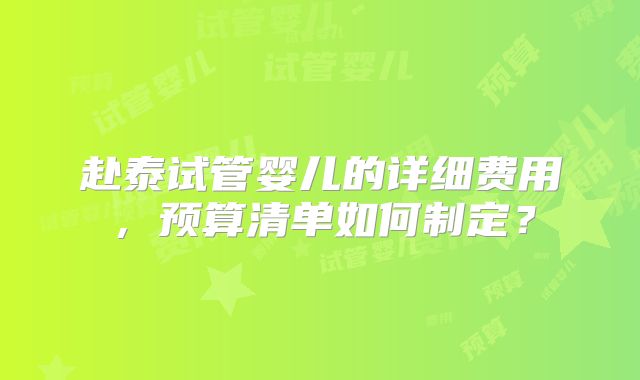 赴泰试管婴儿的详细费用，预算清单如何制定？