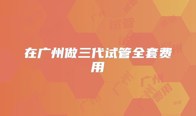 在广州做三代试管全套费用