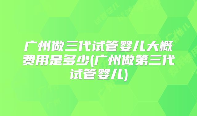 广州做三代试管婴儿大概费用是多少(广州做第三代试管婴儿)