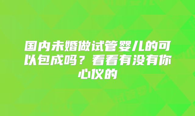 国内未婚做试管婴儿的可以包成吗？看看有没有你心仪的