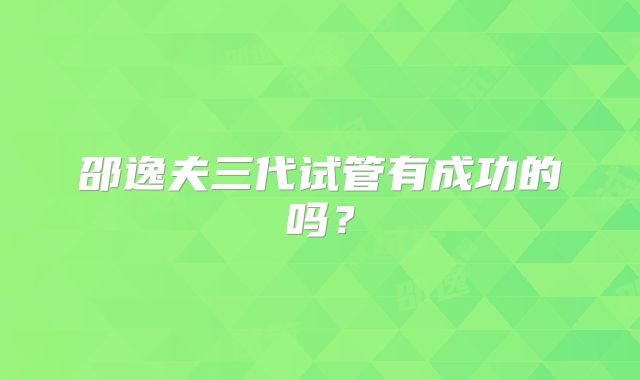 邵逸夫三代试管有成功的吗？