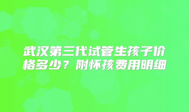武汉第三代试管生孩子价格多少?附怀孩费用明细