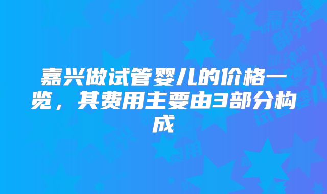 嘉兴做试管婴儿的价格一览，其费用主要由3部分构成