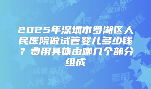 2025年深圳市罗湖区人民医院做试管婴儿多少钱？费用具体由哪几个部分组成