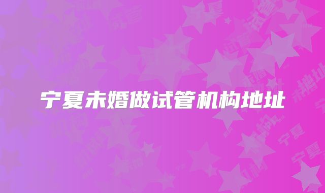 宁夏未婚做试管机构地址