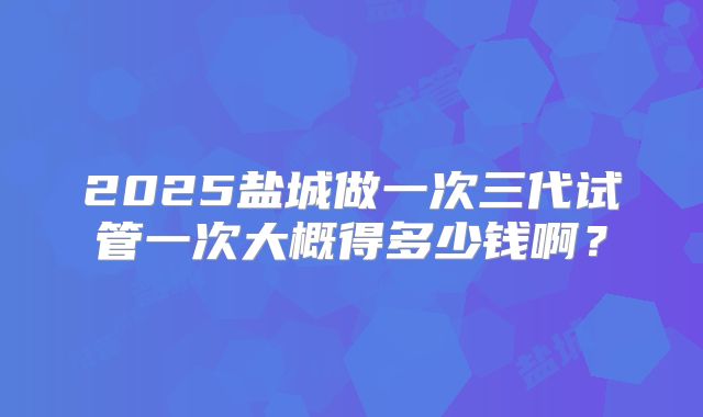 2025盐城做一次三代试管一次大概得多少钱啊？