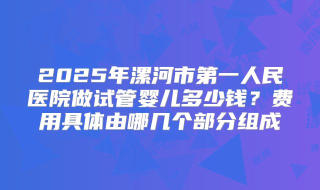 2025年漯河市第一人民医院做试管婴儿多少钱？费用具体由哪几个部分组成