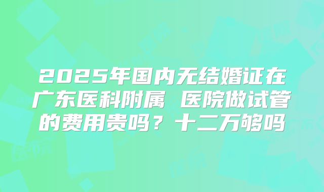 2025年国内无结婚证在广东医科附属 医院做试管的费用贵吗？十二万够吗