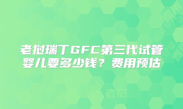 老挝瑞丁GFC第三代试管婴儿要多少钱？费用预估