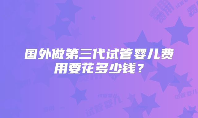 国外做第三代试管婴儿费用要花多少钱?