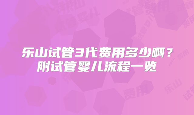 乐山试管3代费用多少啊？附试管婴儿流程一览