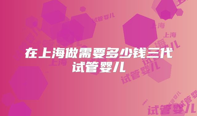 在上海做需要多少钱三代试管婴儿