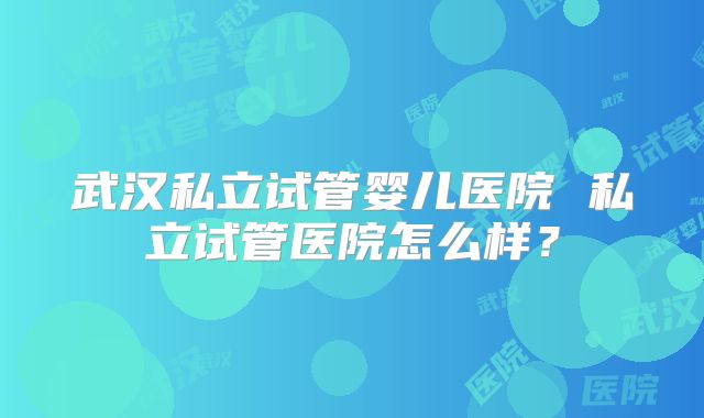 武汉私立试管婴儿医院 私立试管医院怎么样？