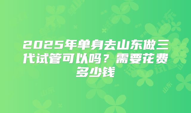 2025年单身去山东做三代试管可以吗?需要花费多少钱