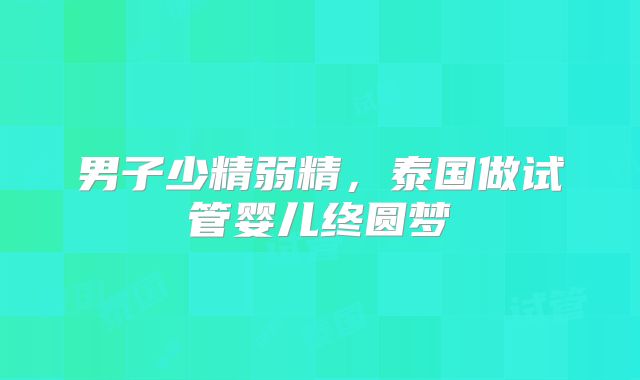 男子少精弱精，泰国做试管婴儿终圆梦
