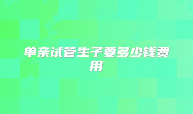 单亲试管生子要多少钱费用