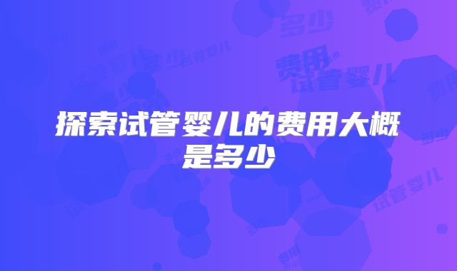 探索试管婴儿的费用大概是多少