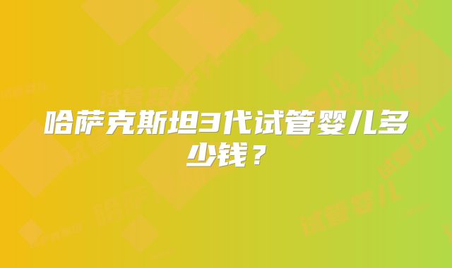 哈萨克斯坦3代试管婴儿多少钱？