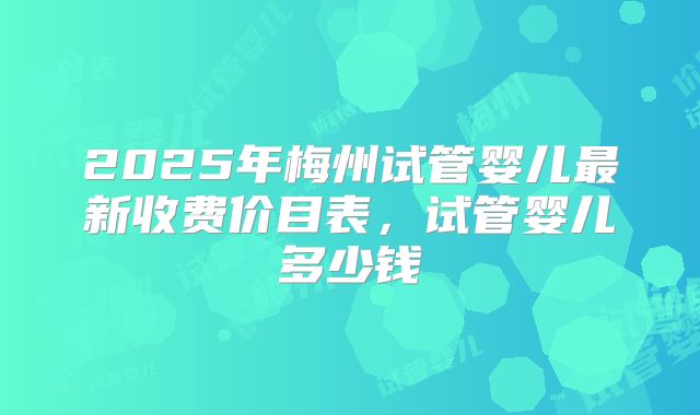 2025年梅州试管婴儿最新收费价目表,试管婴儿多少钱