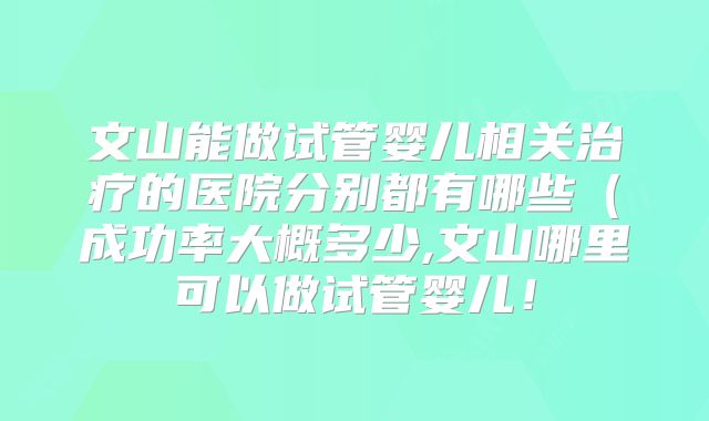 文山能做试管婴儿相关治疗的医院分别都有哪些(成功率大概多少,文山哪里可以做试管婴儿!