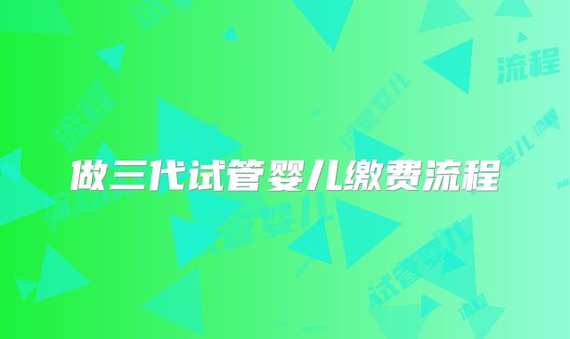 做三代试管婴儿缴费流程