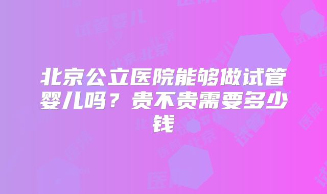 北京公立医院能够做试管婴儿吗?贵不贵需要多少钱