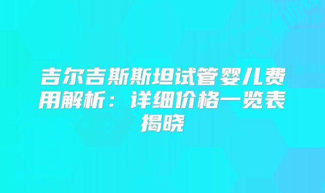 吉尔吉斯斯坦试管婴儿费用解析：详细价格一览表揭晓