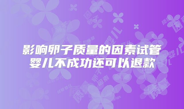影响卵子质量的因素试管婴儿不成功还可以退款