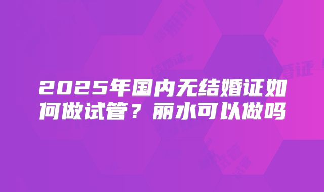 2025年国内无结婚证如何做试管?丽水可以做吗