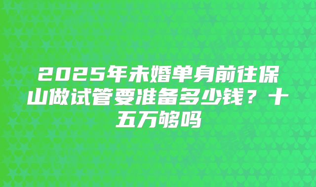 2025年未婚单身前往保山做试管要准备多少钱?十五万够吗