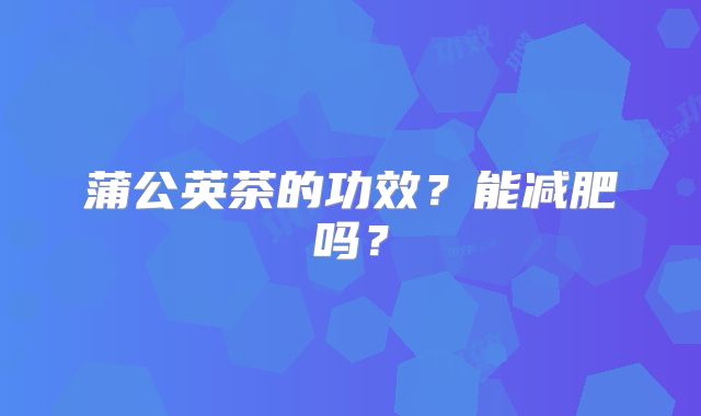 蒲公英茶的功效？能减肥吗？