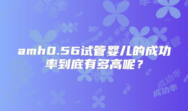 amh0.56试管婴儿的成功率到底有多高呢?