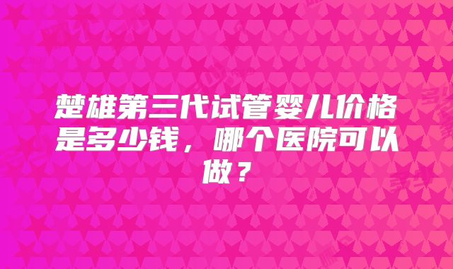 楚雄第三代试管婴儿价格是多少钱，哪个医院可以做？